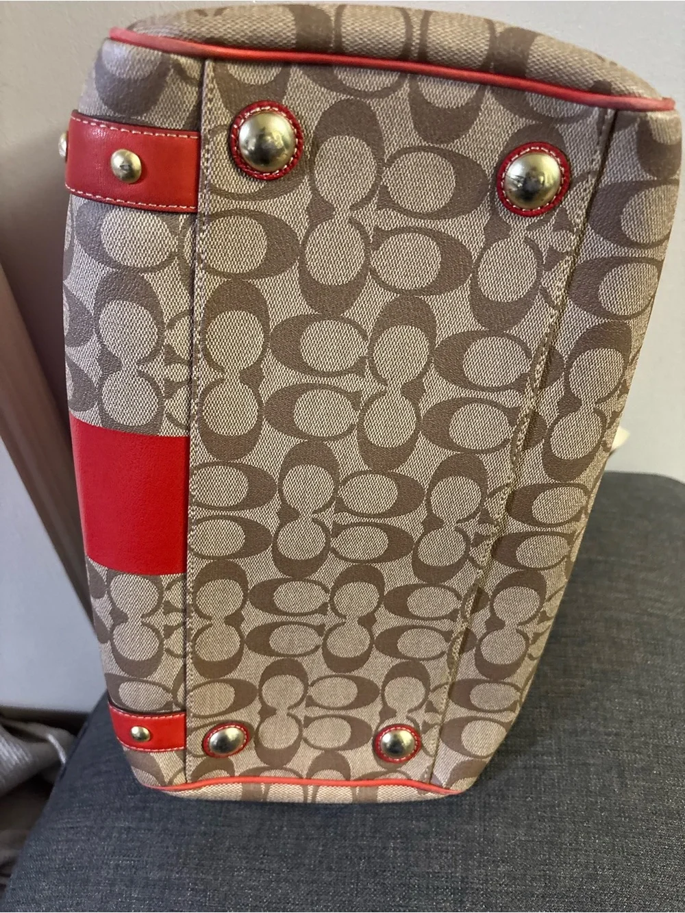 Coach Heritage Stripe XL Zip Satchel K0769-11564 - Picture 13 of 17